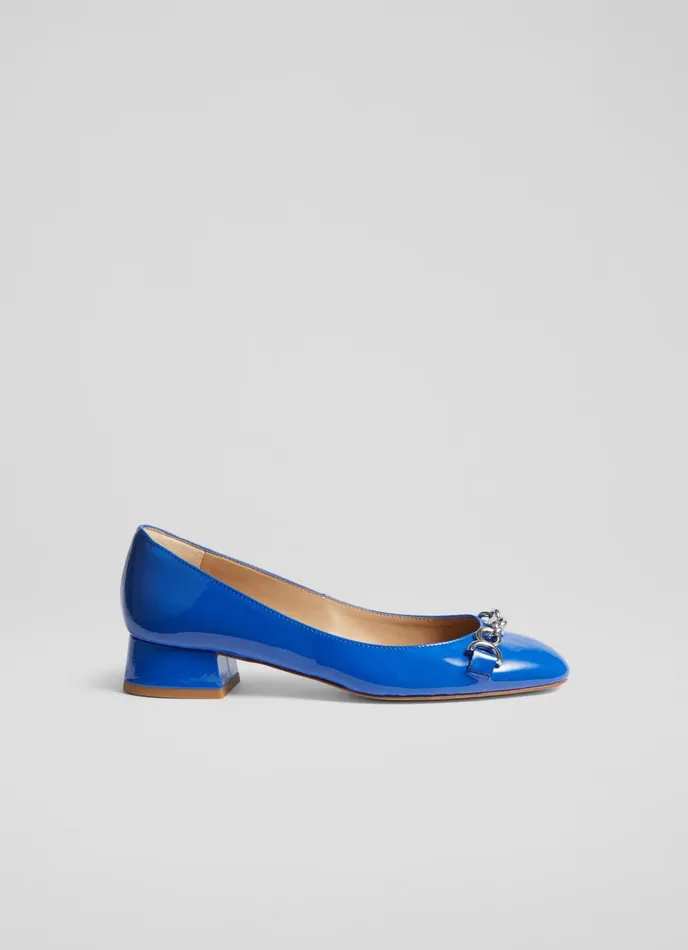 LK Bennett Blakely Blue Patent Snaffle Pumps Women Flats