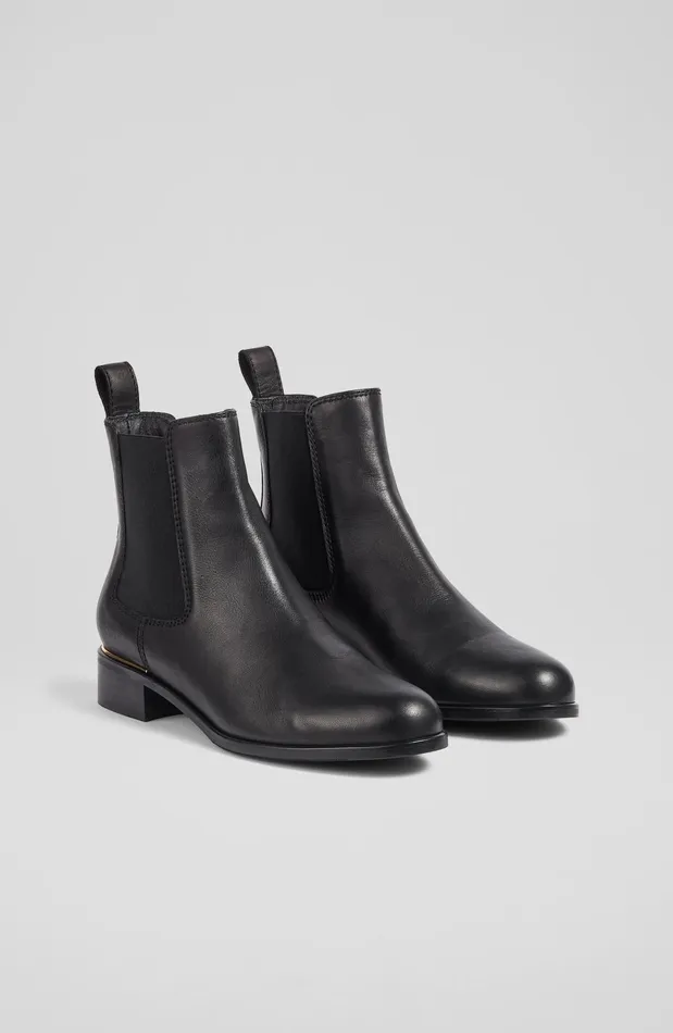LK Bennett Ezra Black Leather Chelsea Boots Women Boots