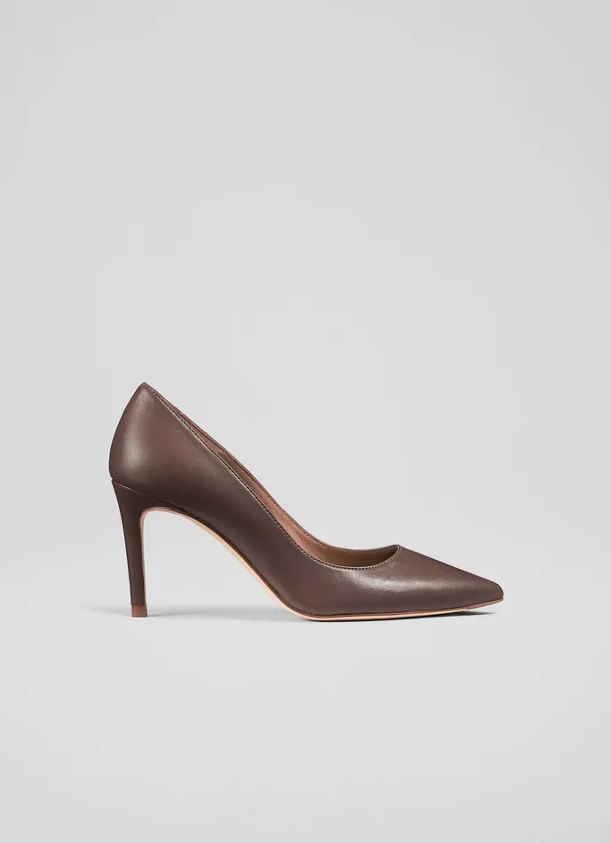 LK Bennett Floret Nude 4 Leather Pointed Courts Women Court Shoes