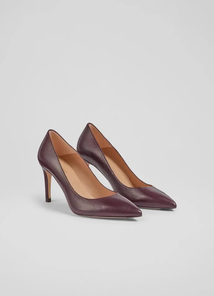 LK Bennett Floret Nude 4 Leather Pointed Courts Women Court Shoes