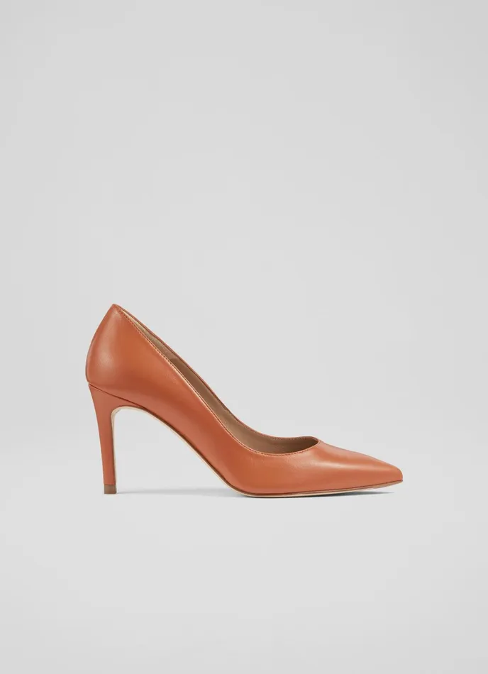 LK Bennett Floret Nude 4 Leather Pointed Courts Women Court Shoes