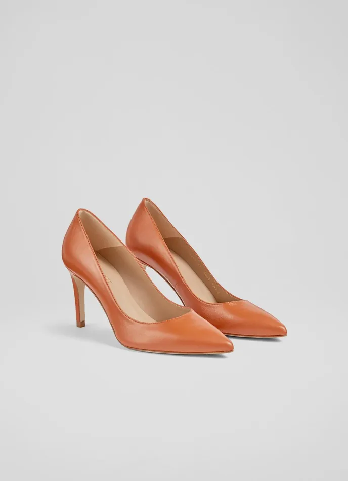 LK Bennett Floret Nude 4 Leather Pointed Courts Women Court Shoes
