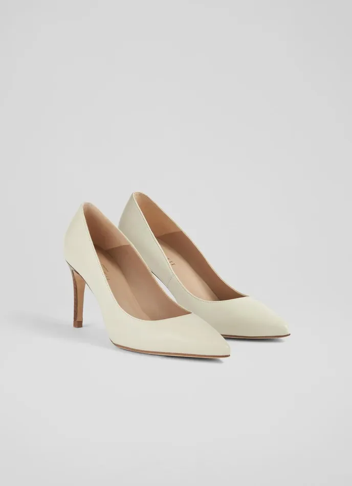 LK Bennett Floret Nude 4 Leather Pointed Courts Women Court Shoes