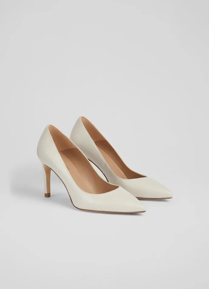 LK Bennett Floret Orange Leather Pointed Toe Courts Women Court Shoes