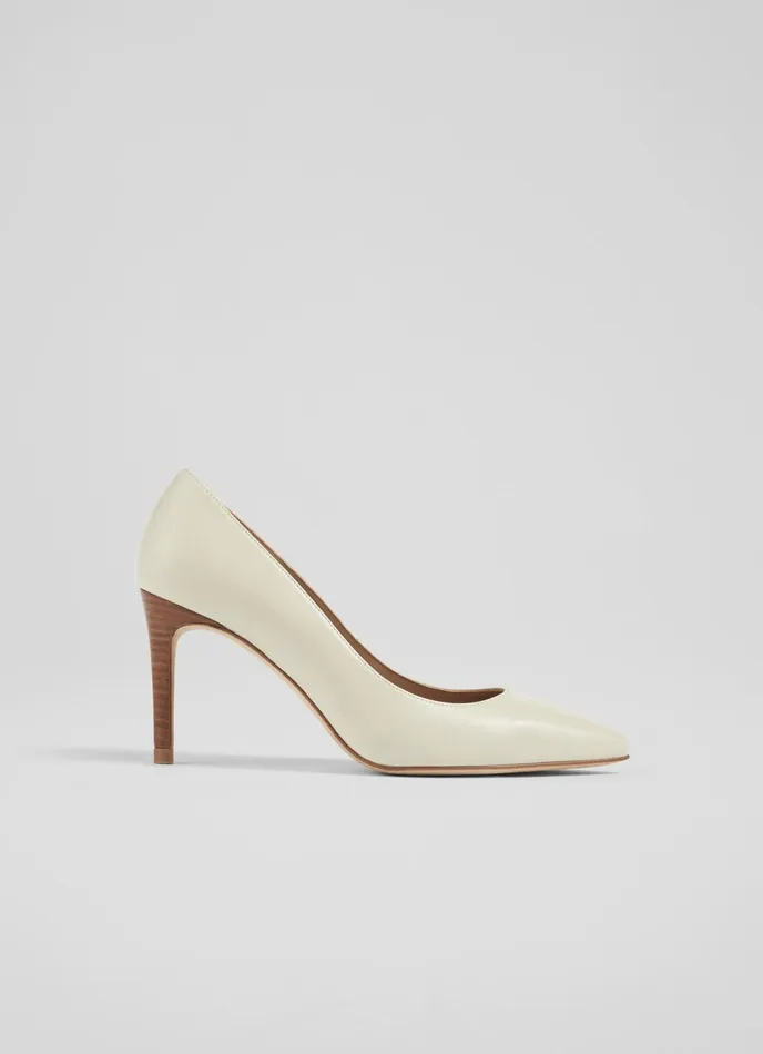 LK Bennett Floret Orange Leather Pointed Toe Courts Women Court Shoes