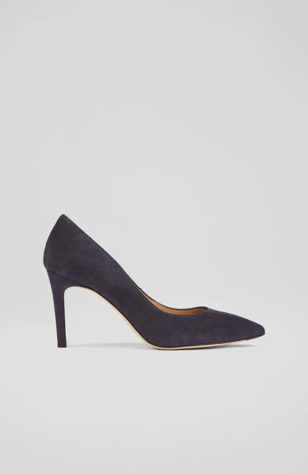 LK Bennett Floret Pink Clay Suede Pointed Toe Courts Women Court Shoes