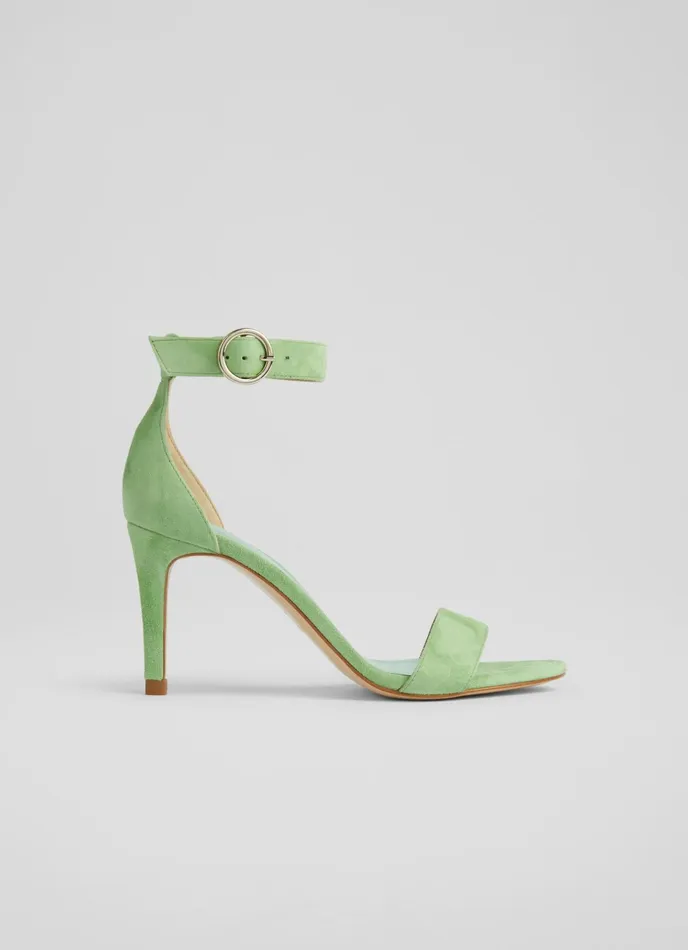 LK Bennett Ivy Green Suede Single Strap Sandals Women Sandals