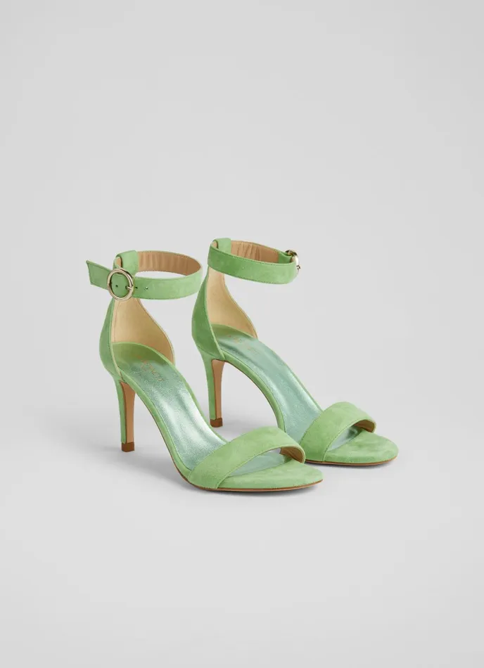 LK Bennett Ivy Green Suede Single Strap Sandals Women Sandals