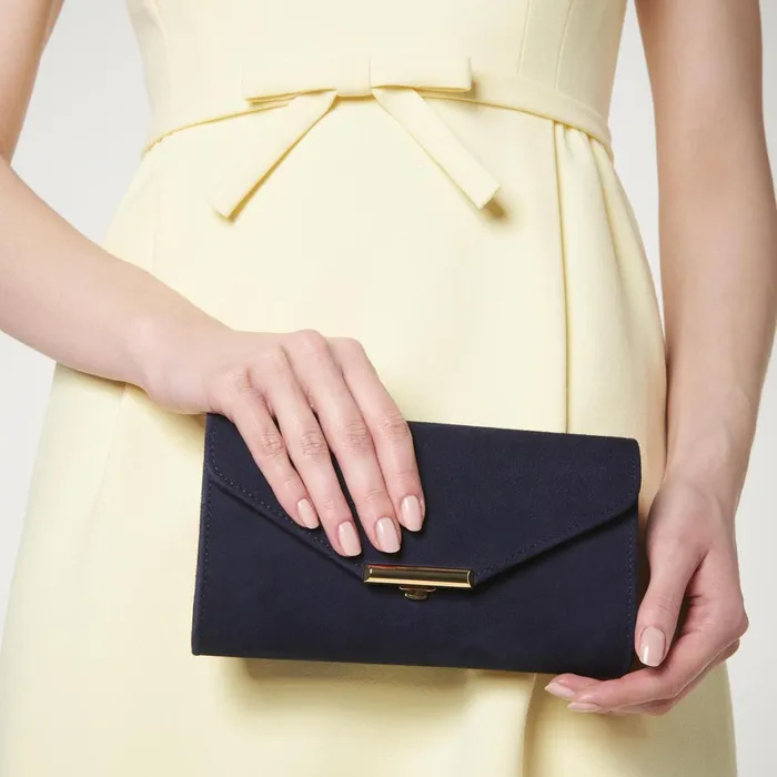 LK Bennett Lucy Navy Suede Envelope Clutch Women Clutch Bags