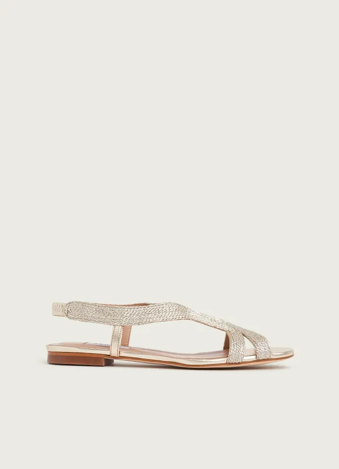 LK Bennett Renee Gold Rope Flat Sandals Women Sandals