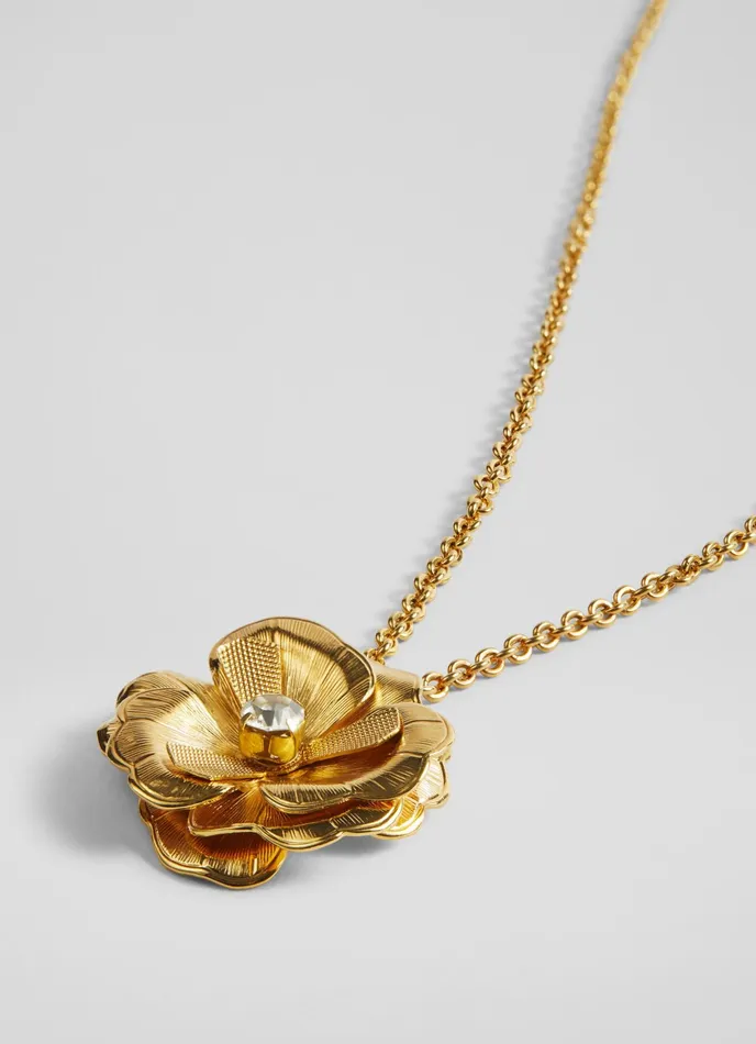 LK Bennett Rose Crystal And Gold Flower Necklace Women Jewellery LK Bennett Rose Crystal And Gold Flower Necklace Women Jewellery