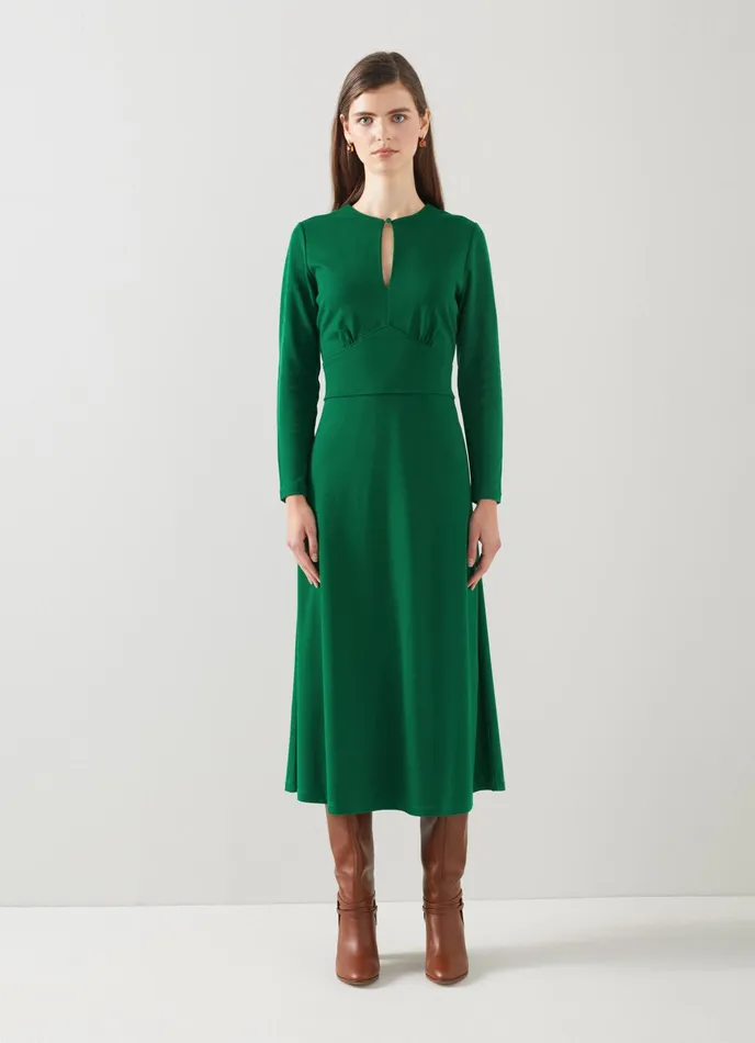 LK Bennett Sera Green Lenzing Ecovero Viscose Blend Dress Women Dresses