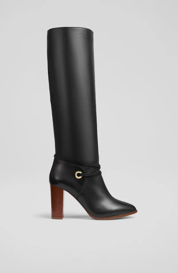 LK Bennett Shelby Black Leather KneeHigh Boots Women Boots