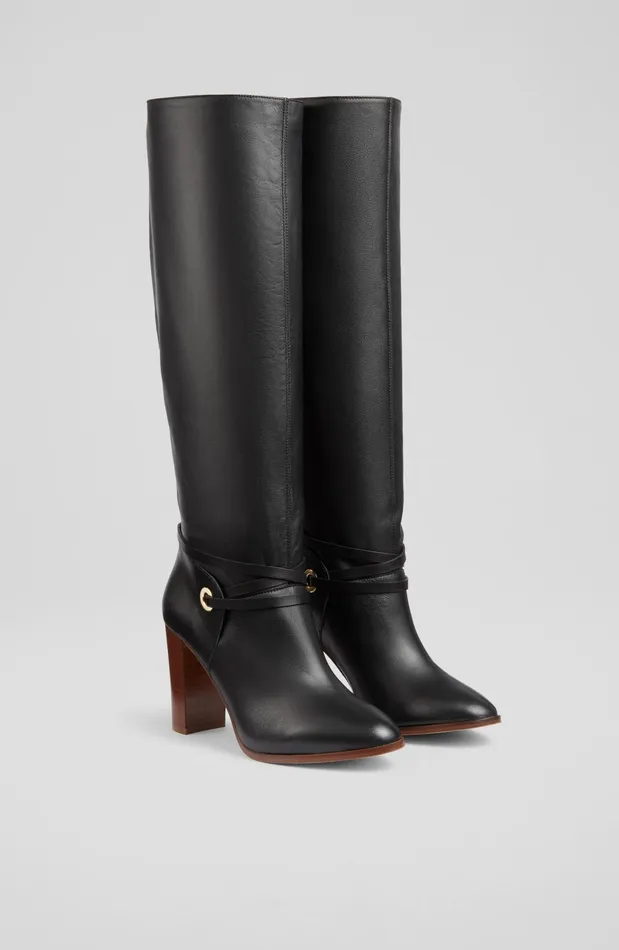 LK Bennett Shelby Black Leather KneeHigh Boots Women Boots