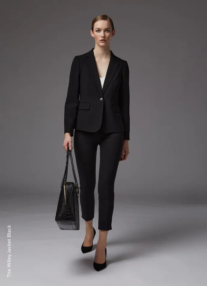 LK Bennett Wiley Black Recycled Crepe Jacket Women Coats and Jackets
