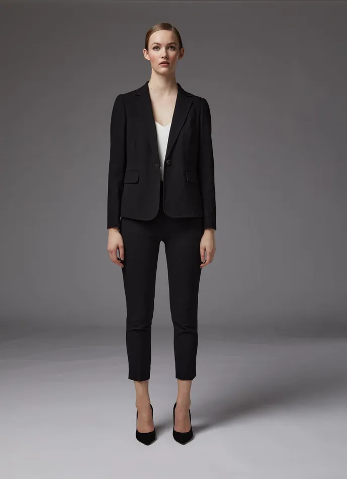 LK Bennett Wiley Black Recycled Crepe Jacket Women Coats and Jackets