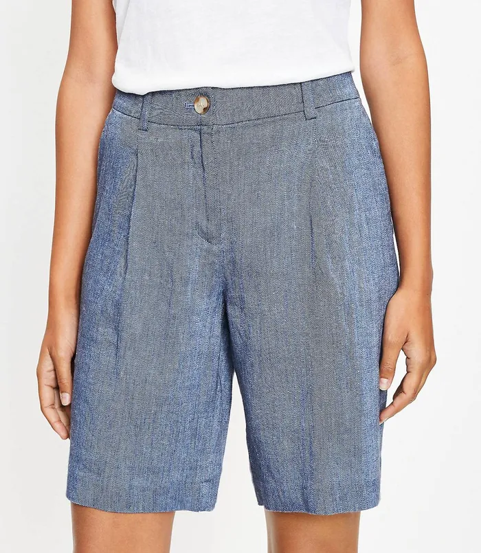 LOFT Bermuda Shorts In Chambray Breezy Blue Chambray Women Shorts