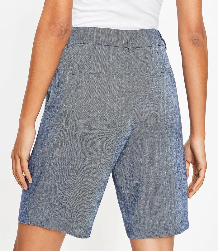 LOFT Bermuda Shorts In Chambray Breezy Blue Chambray Women Shorts