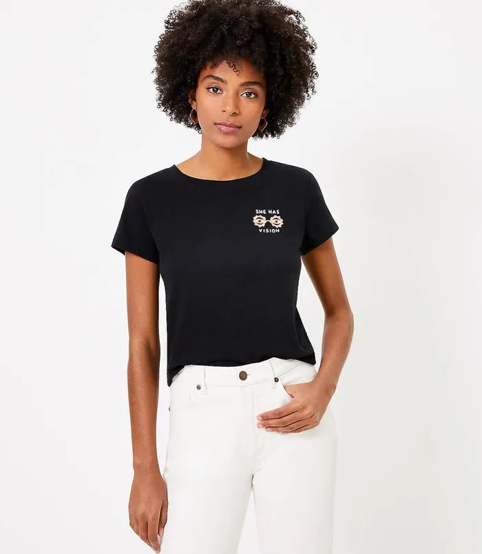 LOFT Ciara LeRoy X BCRF Tee Black Women Loungewear
