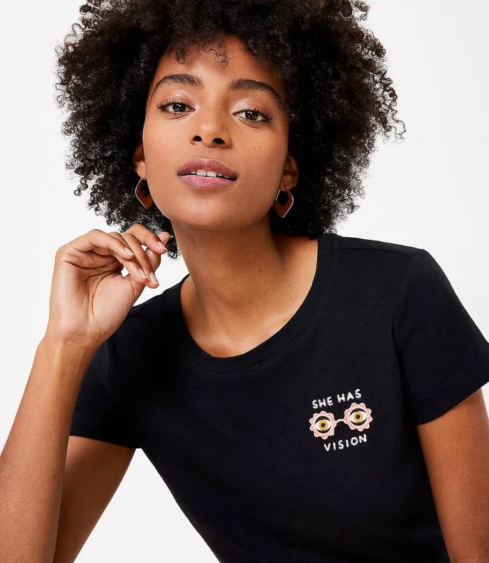 LOFT Ciara LeRoy X BCRF Tee Black Women Loungewear