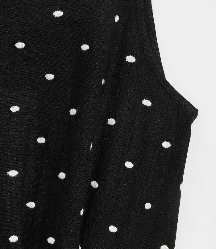 LOFT Clip Dot Double V Romper Black Women Dresses