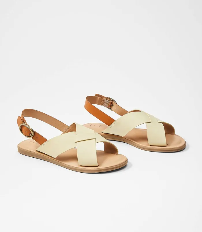 LOFT Cross Strap Flat Sandals Cocoa Powder Women Shoes