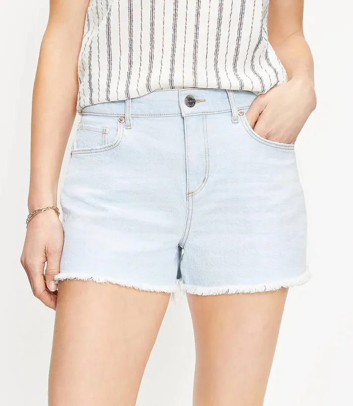 LOFT Distressed High Rise Cut Off Denim Shorts In Bleach Out Wash Bleach Out Wash Women Shorts LOFT Distressed High Rise Cut Off Denim Shorts In Bleach Out Wash Bleach Out Wash Women Shorts