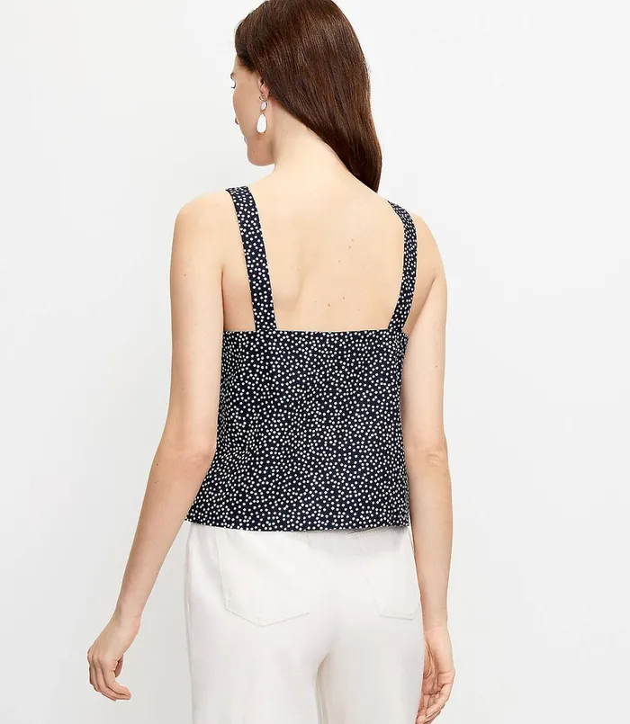LOFT Dotted Square Neck Cami Forever Navy Women Tops