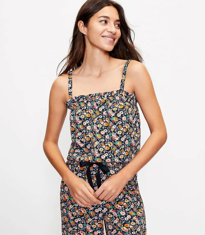 LOFT Floral Pajama Cami Nautical Navy Women Sleepwear