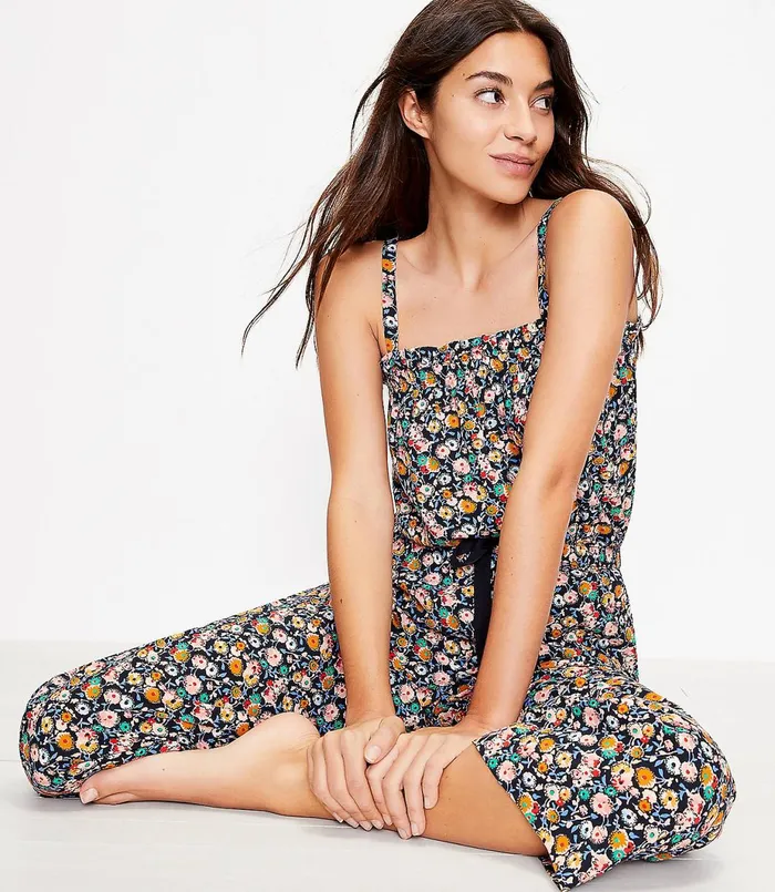 LOFT Floral Pajama Cami Nautical Navy Women Sleepwear