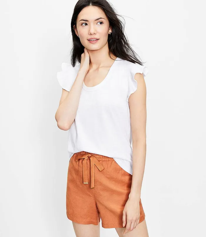 LOFT Flutter Tee White Women Tops