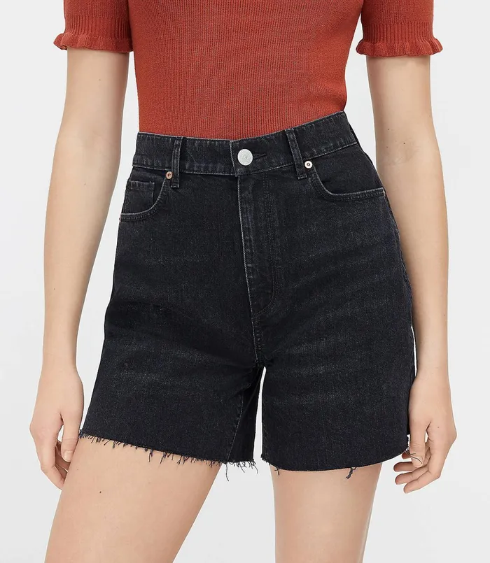 LOFT Fresh Cut High Waist Boyfriend Shorts In Faded Black Faded Black Wash Women Shorts LOFT Fresh Cut High Waist Boyfriend Shorts In Faded Black Faded Black Wash Women Shorts