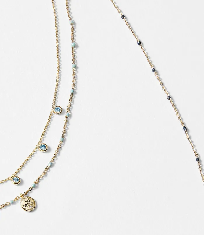 LOFT Layering Necklace Set Blue Multi Women Jewelry
