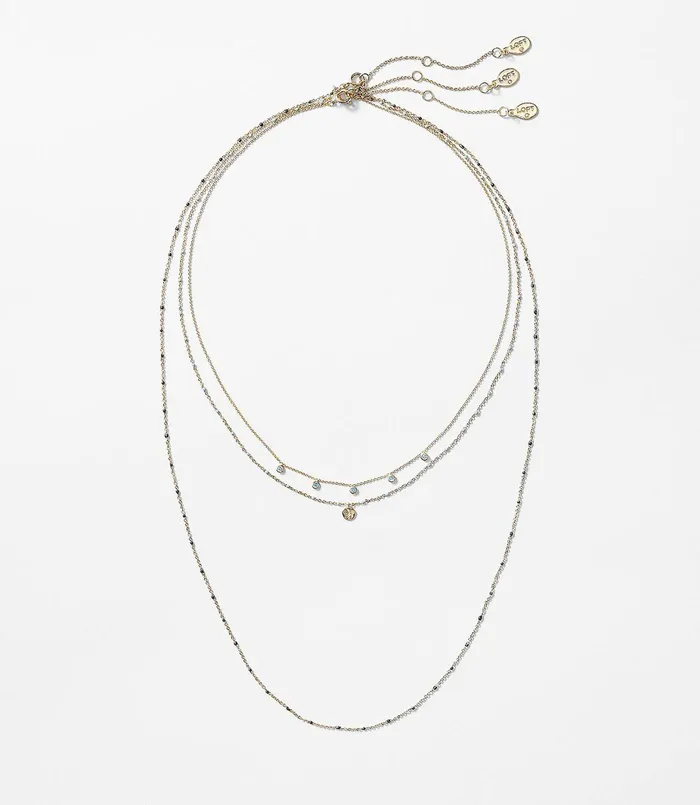 LOFT Layering Necklace Set Blue Multi Women Jewelry