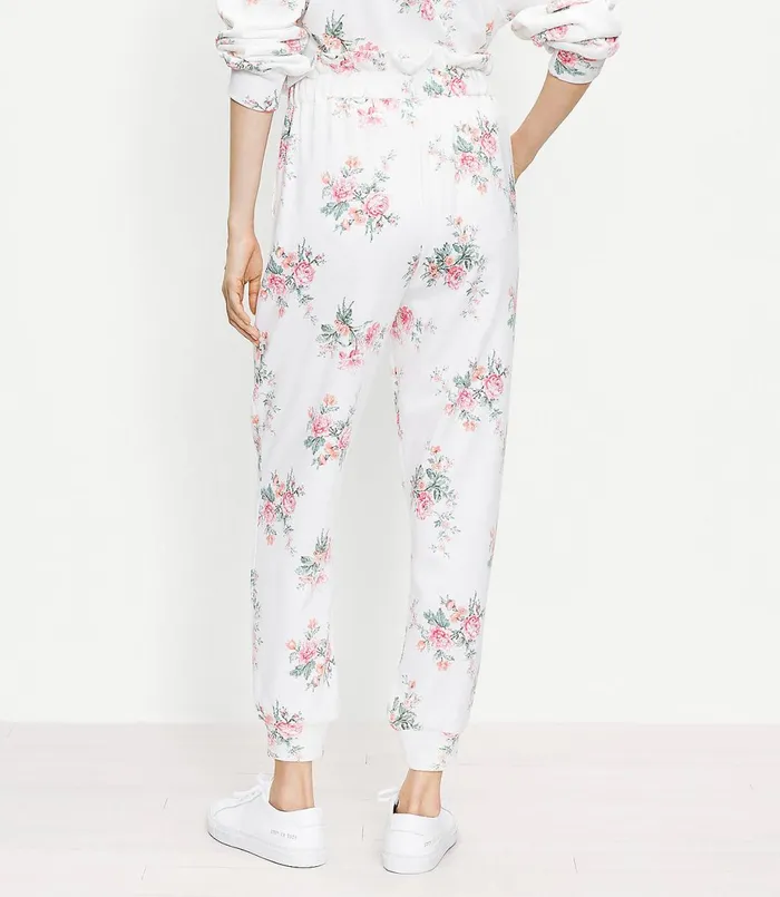 LOFT Lou and Grey Bouquet Ruffle Terry Sweatpants Whisper White Women Loungewear