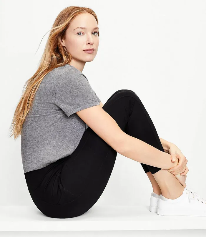 LOFT Lou and Grey Lite Ponte Crop Pocket Leggings Forever Navy Women Loungewear
