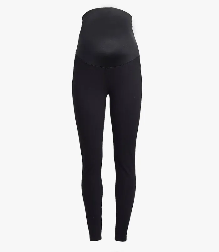 LOFT Maternity Heathered Seamed Ponte Leggings Black Women Pants