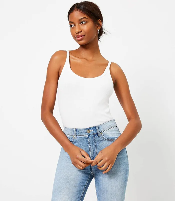 LOFT Modern Scoop Neck Tank Black Women Tops