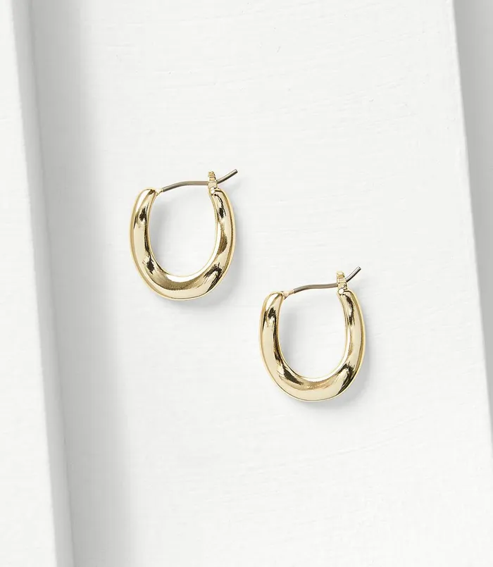 LOFT Modern Twist Hoop Earrings Gold Women Jewelry