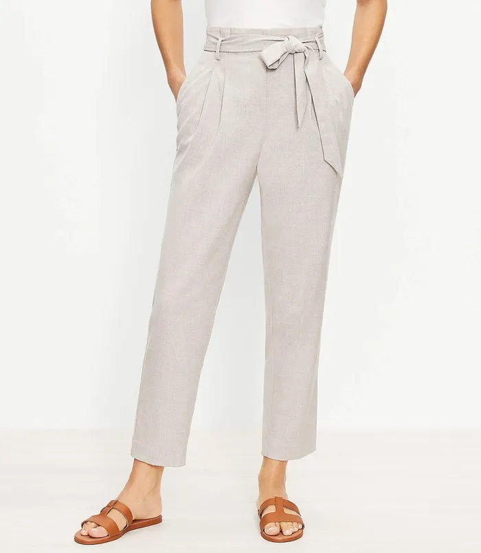 LOFT Paperbag Pull On Slim Pants Neutral Multi Women Pants