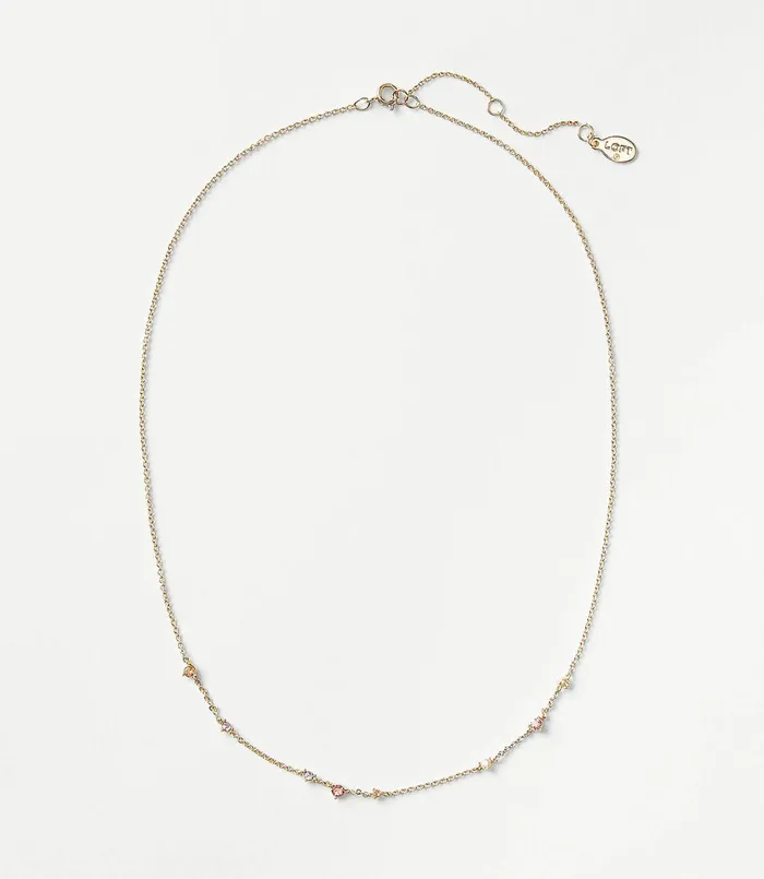 LOFT Pearlized Pave Delicate Necklace Gold Women Jewelry
