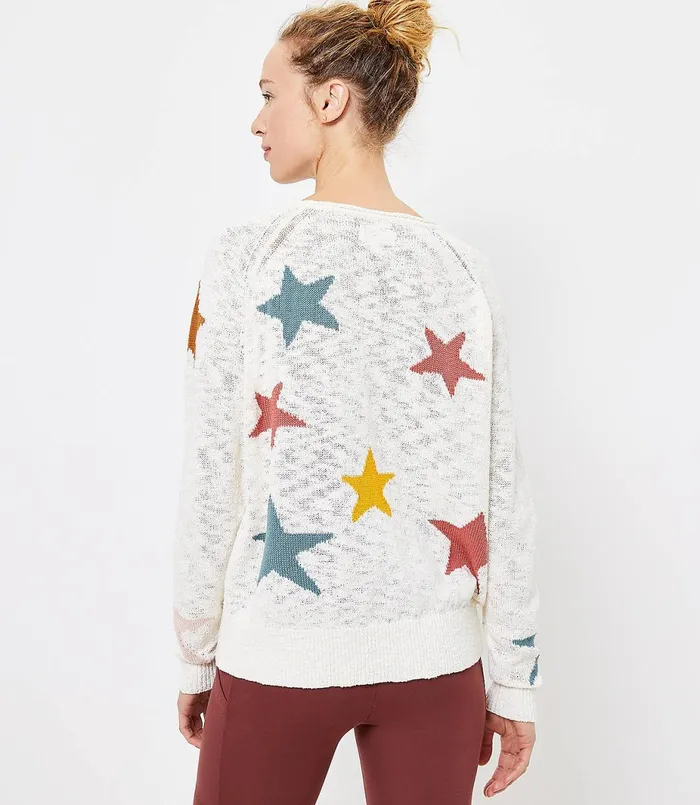 LOFT Petite Lou and Grey Star Sweater Whisper White Women Petite Sweaters