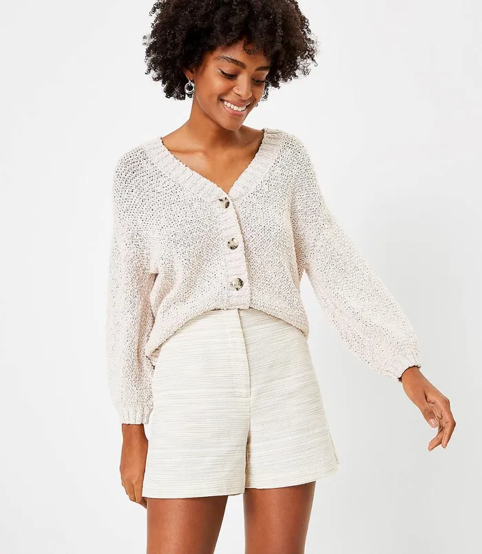 LOFT Petite Structured Shorts Neutral Multi Women Petite Shorts