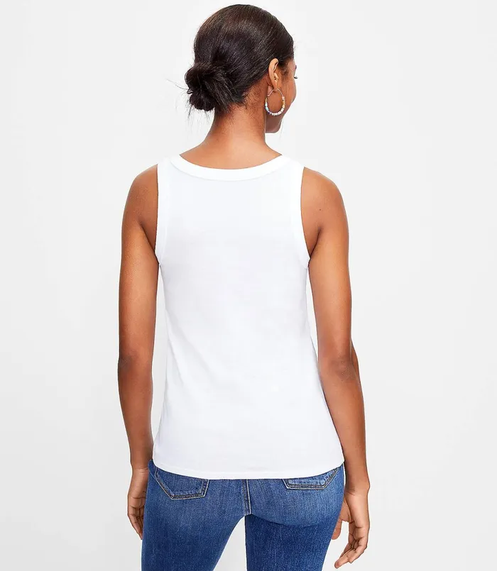 LOFT Scoop Neck Tank White Women Tops