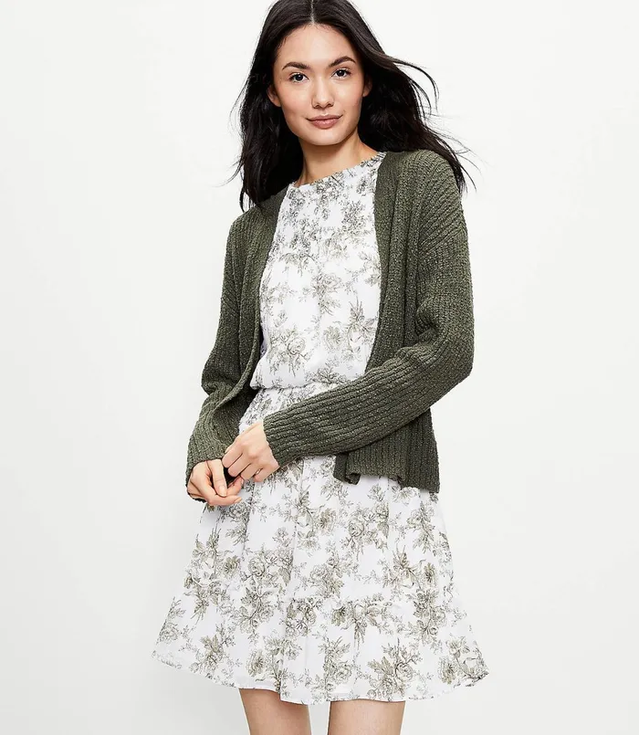 LOFT Slouchy Open Cardigan Wild Vine Women Loungewear