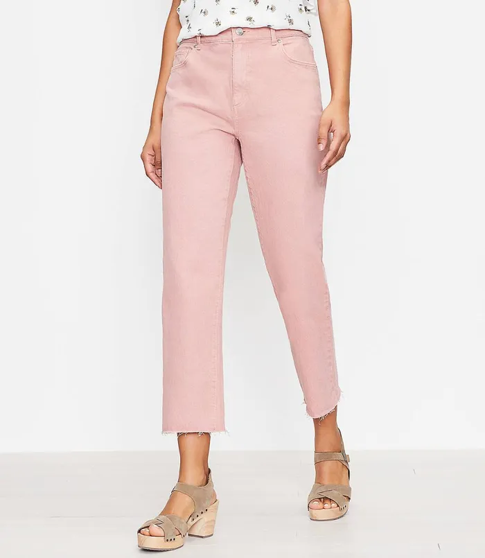 LOFT The High Waist Straight Crop Jean Blush Shadow Women Jeans