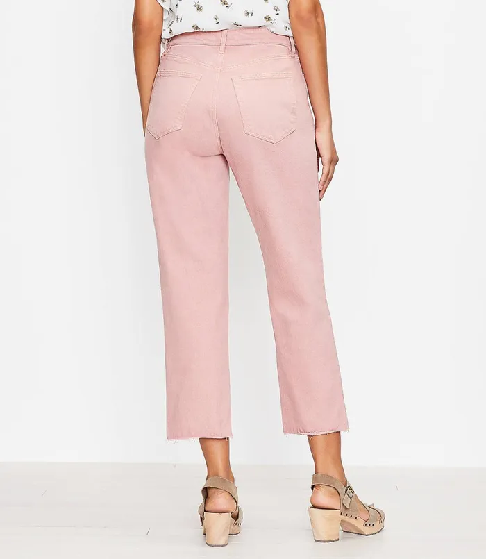 LOFT The High Waist Straight Crop Jean Blush Shadow Women Jeans