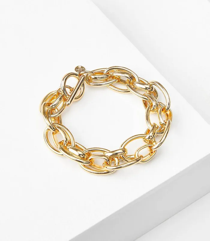LOFT Twist Chain Toggle Bracelet Gold Women Jewelry