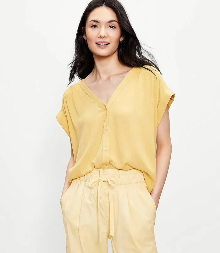 LOFT VNeck Shirt Sienna Yellow Women Tops