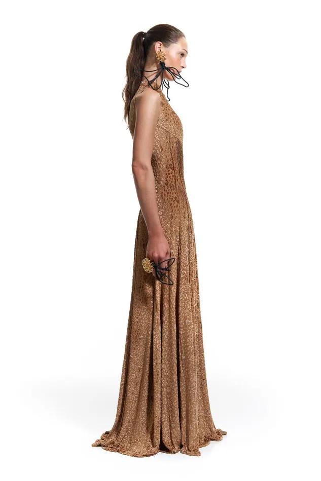 Long Brown Jacquard Minipleat Dress Brown Women Bimba Y Lola Bimba Y Palomo Long Brown Jacquard Minipleat Dress Brown Women Bimba Y Lola Bimba Y Palomo